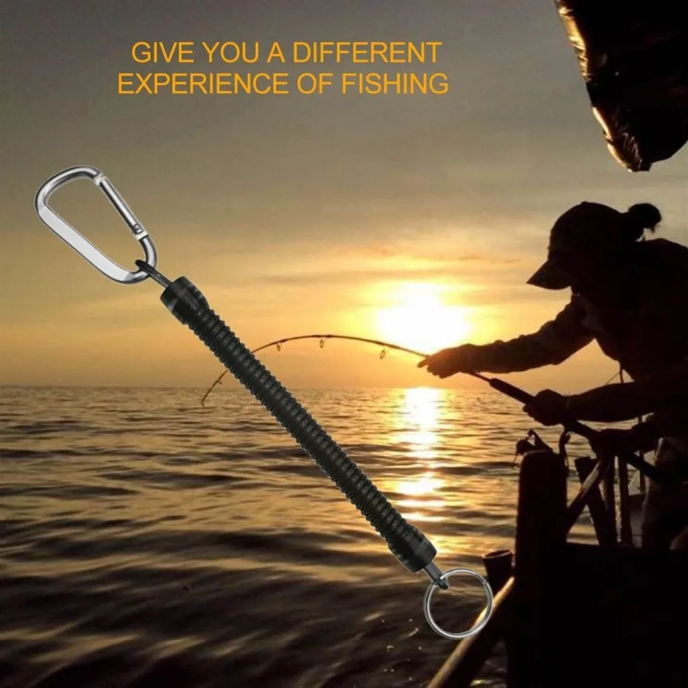 Booms Fishing T4 Fishing Lanyards Fishing Tool/Pole Safety Coil Lanyard Retractable Wire Inside Tup Cover