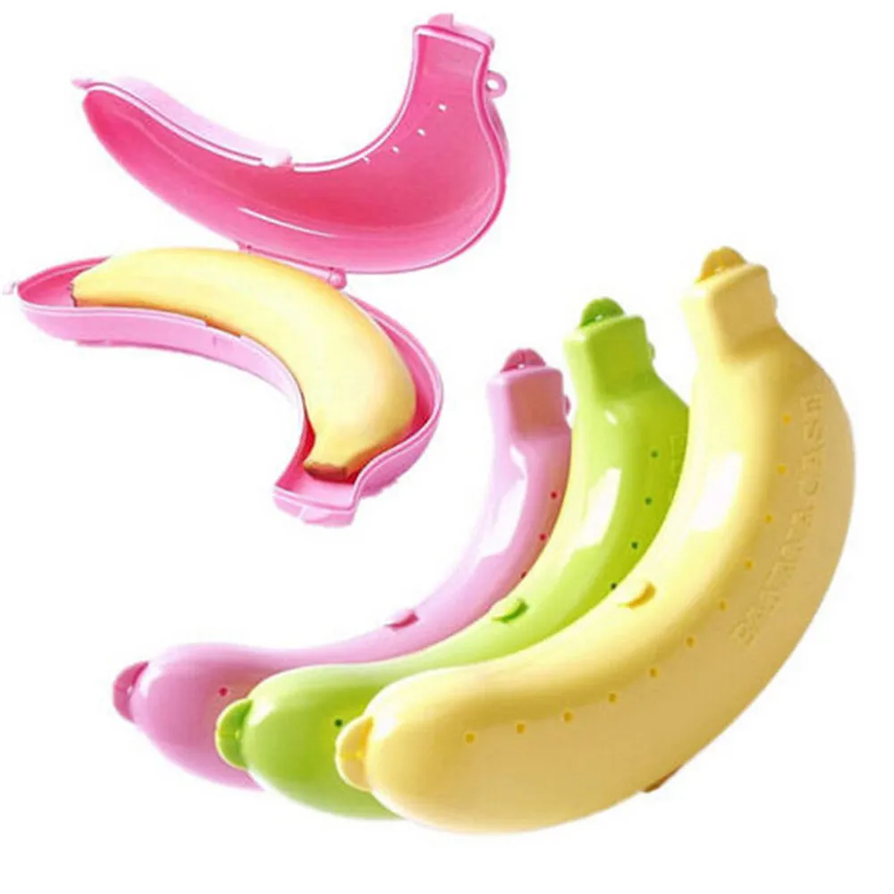 

3PC Cute 3 Colors Fruit Banana Protector Case Container Box Holder Case Lunch Container Storage for kids protect fruit