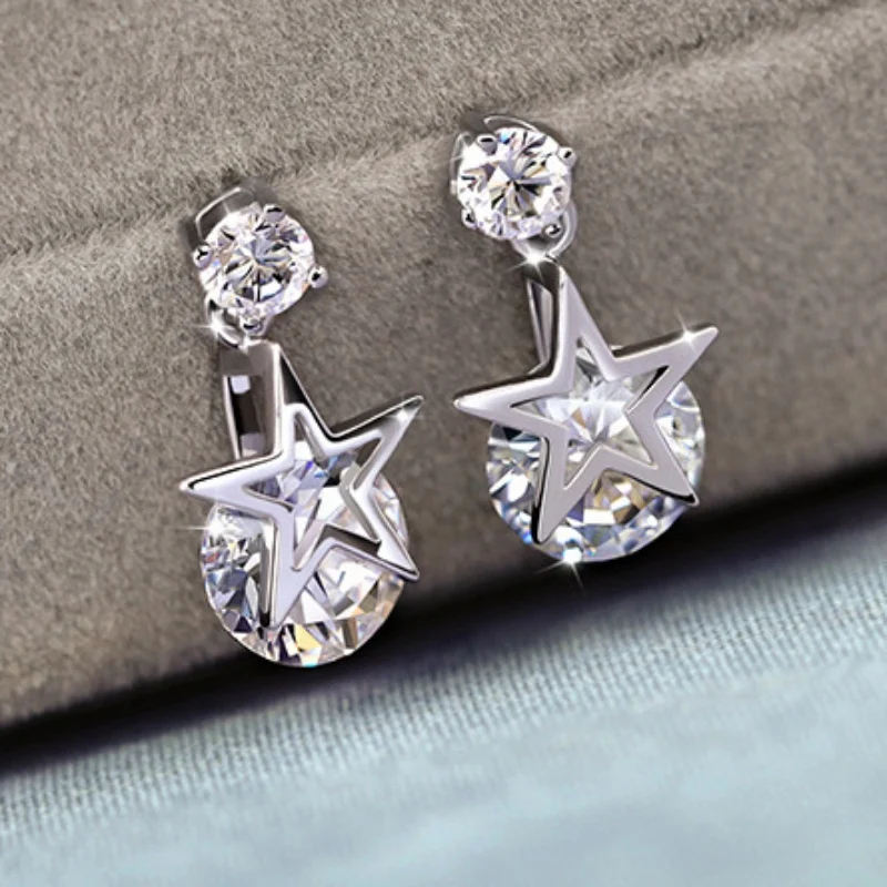 Star Crystal Fashion Earrings Women Trendy Dangle Earrings Hanging Drop
