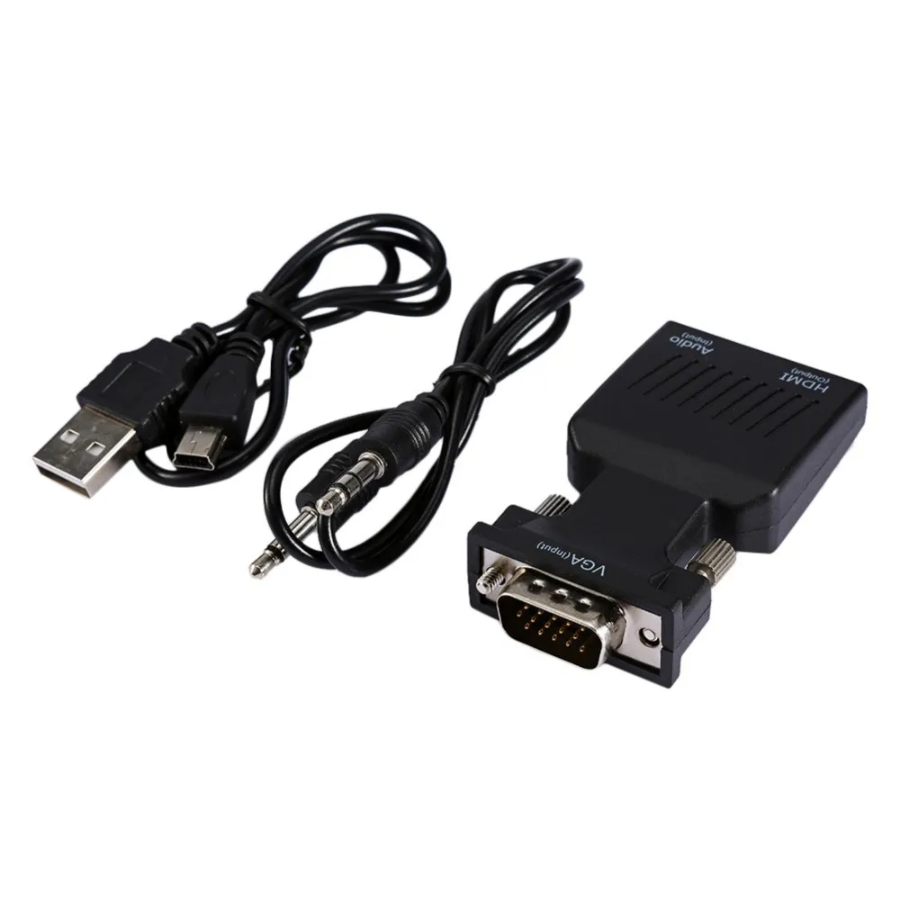 1080P-VGA-to-HDMI-Converter-Adapter-Box-Audio-Port-VGA-Extension-Cable-Mini-USB-Power-Cable
