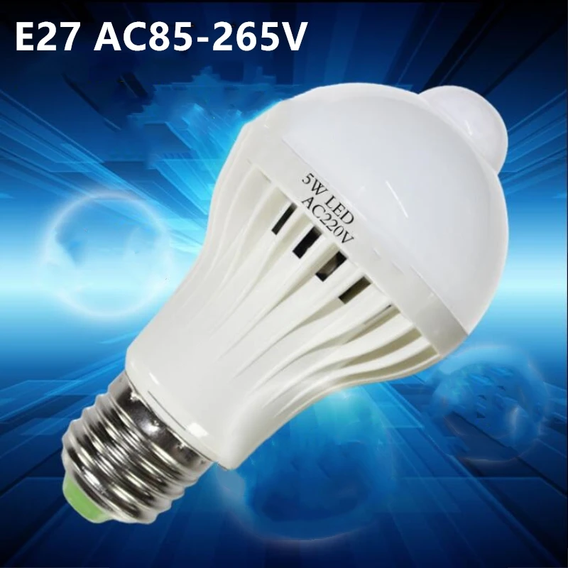 Светодиодная лампа E27 AC85-265V 5 Вт 7 9 5730 светодиодная с инфракрасным датчиком замена