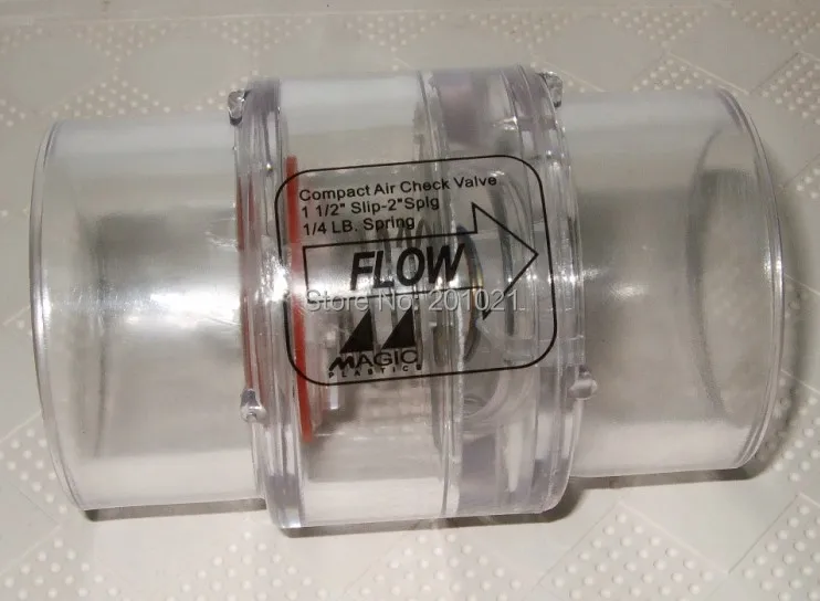 Compact Air Check Valve Transparent 1 1/2" Slip- 2" Spig 1/4 LB.Spring Spa air Blower Check Valve 1/4# 1.5/2" for most spas