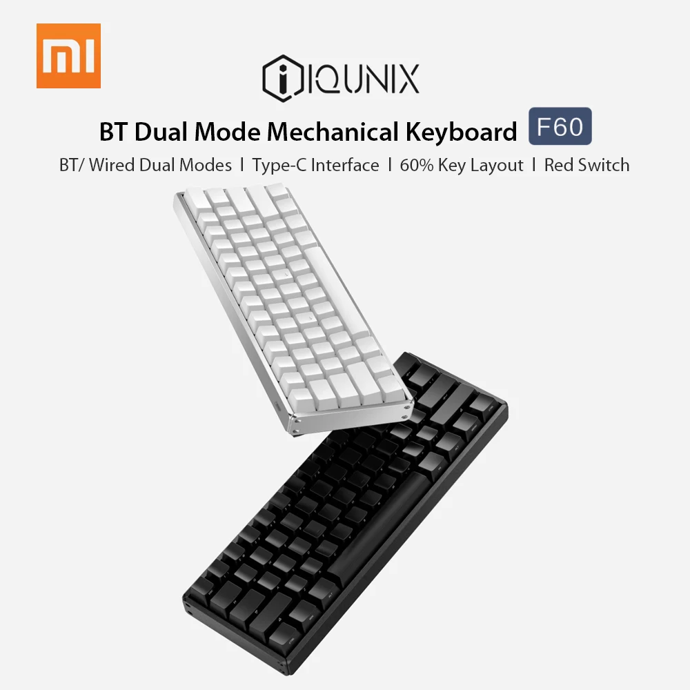 Xiaomi iQunix механическая клавиатура F60 BT с двумя режимами 61 клавиша PBT клавиша type-C клавиатура для настольного ноутбука красный переключатель