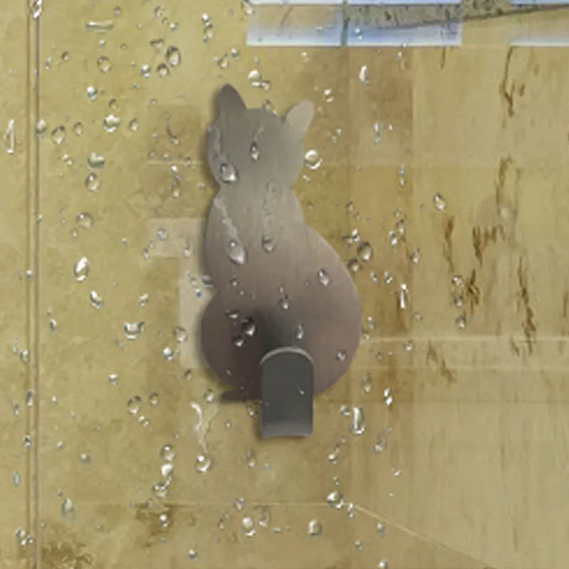 3 قطعة لطيف القطط جدار فولاذي مقاوم للصدأ السنانير الذاتي لاصق المطبخ الحمام تخزين هوك الشماعات حقيبة مفتاح خطاطيف معاطف لتعليق