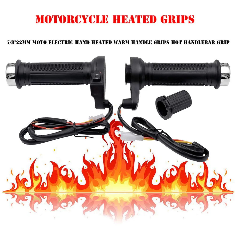 

Motorcycle 22mm 7/8 Motorcycle Electric Heated Grips 70 50 Handlebar Handle Black CC#