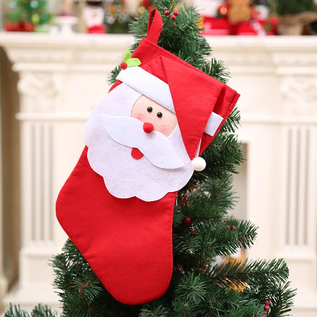 1 pcs big size christmas decoration santa claus socks gifts candy bag stocking christmas tree ornaments - Big Stockings For Christmas 1 pcs big size christmas decoration santa claus socks gifts candy bag stocking christmas tree ornaments - Big Stockings For Christmas