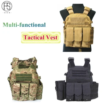 

Professional Molle Hunting 600D Outdoor Combat Nylon Tactical Vest with Army Military USMC Airsoft Combat Assault Plate Carrier