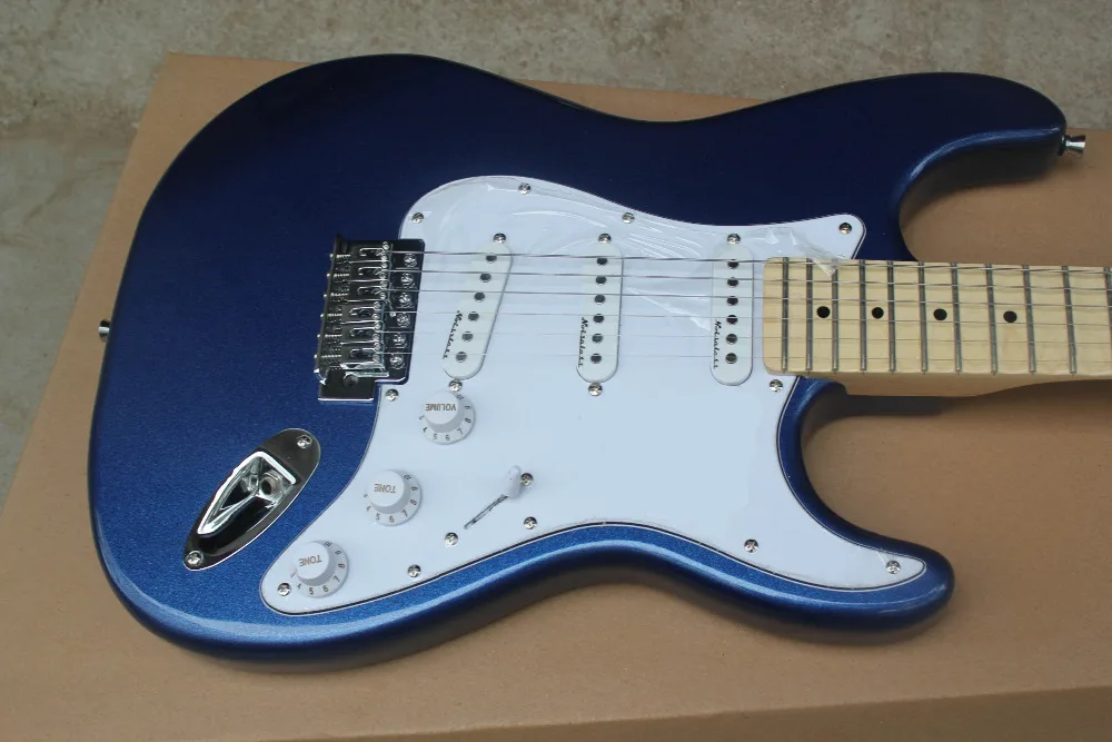 

Factory store Metal blue ST signature maple fretboard 6 string Chrome Hardware Electric Guitar Guitarra free shipping