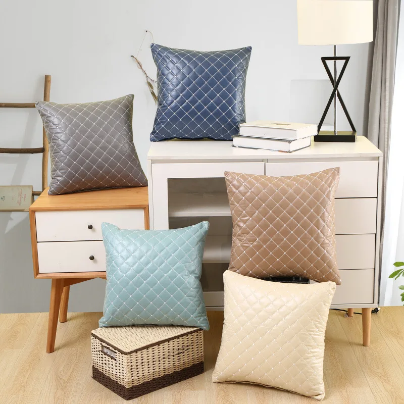 

45cm X 45cm Retro Vintage Lattice Pillow Case Cover Strip PillowCase Bedroom Home Office Decorative Blue Brown Throw Pillowcases