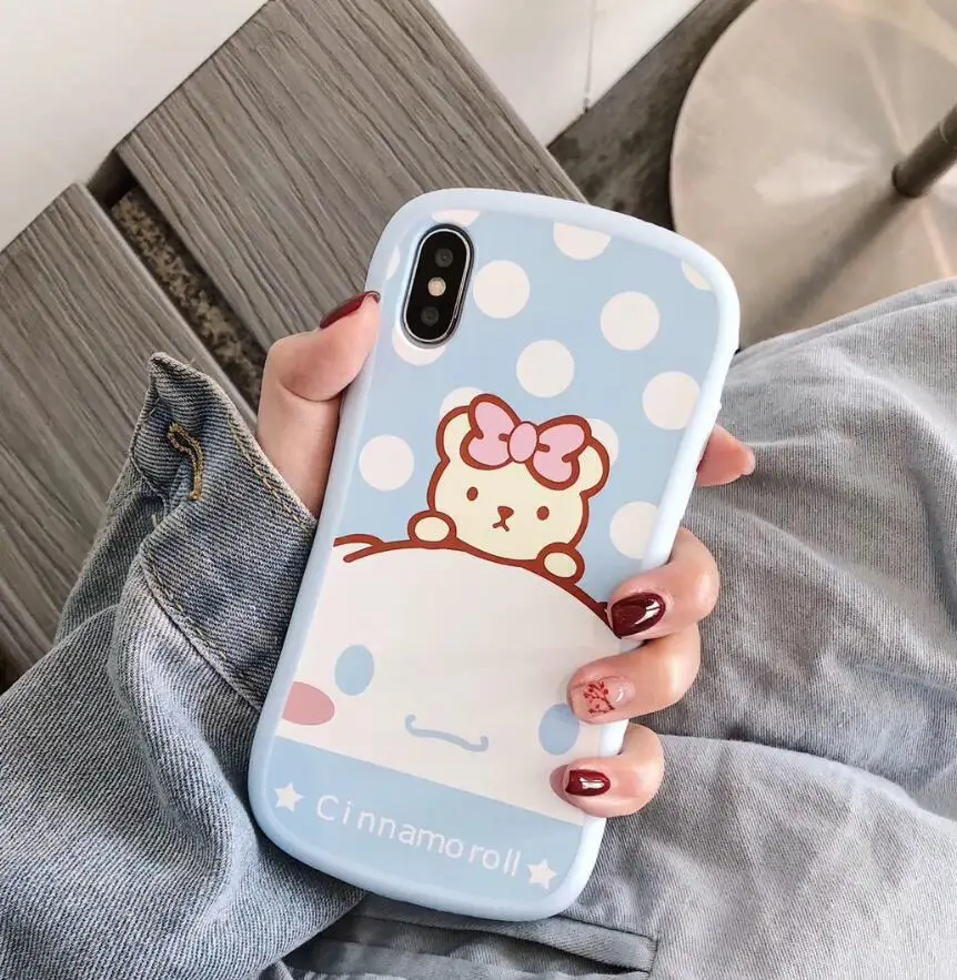 Maosenguoji милый Sanrio Мультфильм Мелодия cinnamoroll мягкий силикагель мобильный чехол для телефона для iphone 6 6s 7 8 plus X XR XS MAX чехол - Цвет: Небесно-голубой