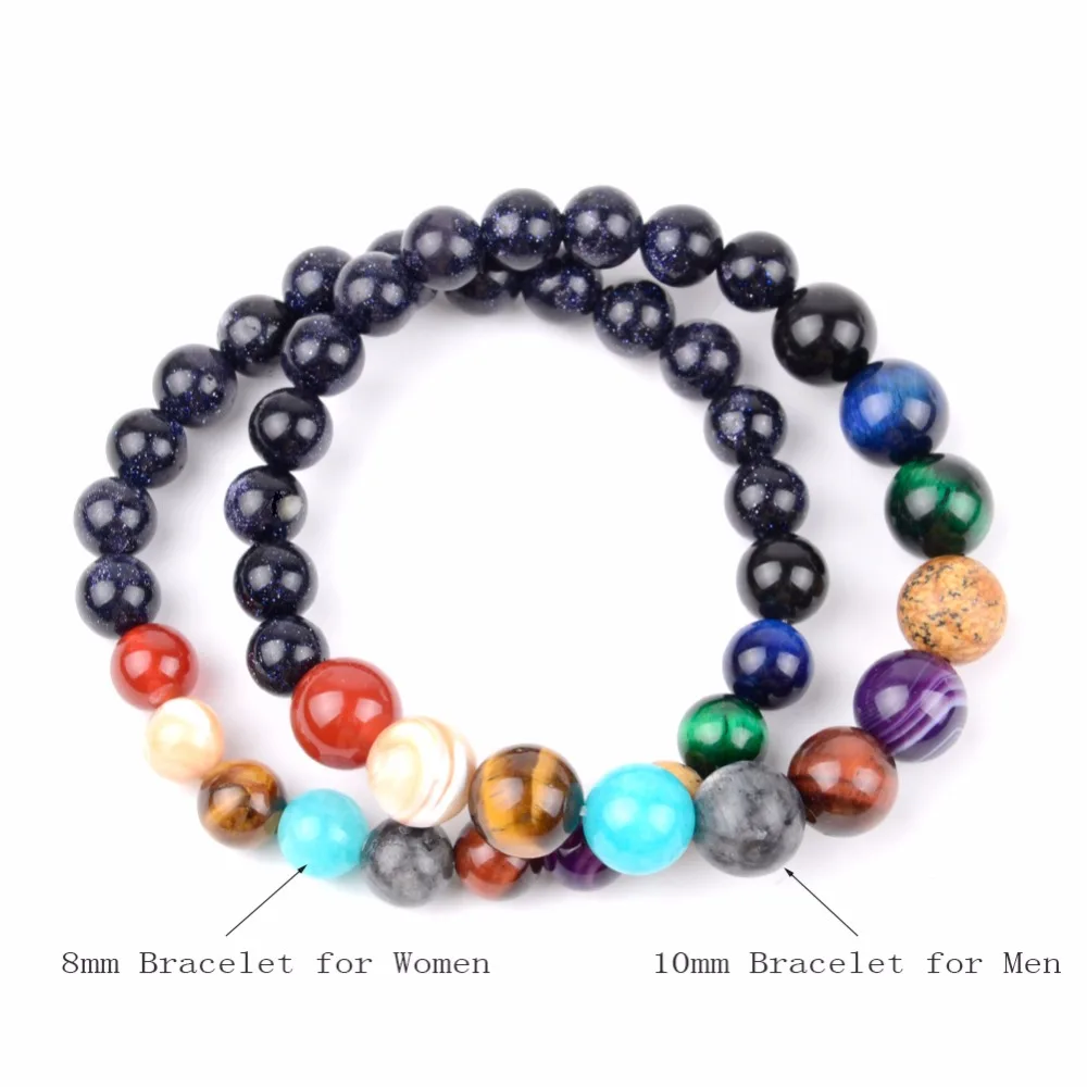 Drop Shipping Universe Galaxy the Eight Planets Solar System 100% Natural Stone Beads Bracelets For Women Men Jewelry Gift Fashion Jewelry