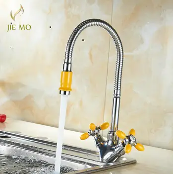 

Free Shipping Solid Brass Kitchen Mixer Cold and Hot Kitchen Tap Single Hole Water Tap Kitchen Faucet 4 colors choose JM2601