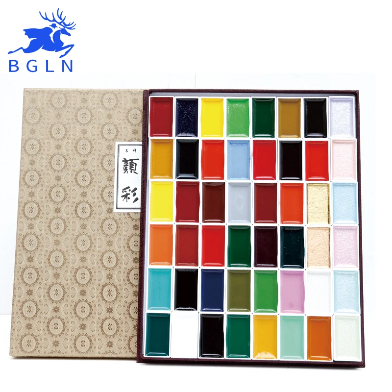 

Japan Auspicious 12/18/24/35/48/60 Water Color Pigment Set Super Quality Professional Sumi-e Watercolor Paint Art Supplies