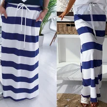 Летняя полосатая Женская юбка модная эластичная высокая талия облегающая юбка для вечеринок высокая Талия Длинные юбки для девочек на шнуровке Jupe Femme