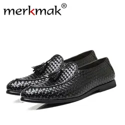 Merkmak/кисточкой лакированные кожаные туфли мужские брендовые бизнес квартиры глянцевое платье Мужская обувь Офисные дизайнерские