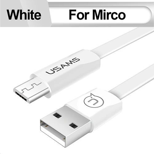 USB кабель для iphone 5 6 X Кабель USAMS Micro usb type c для синхронизации данных плоский кабель для быстрой зарядки мобильных телефонов кабель type-c usbc - Цвет: White For Micro USB