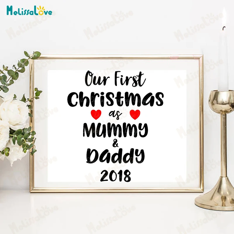 Наклейки на стену с надписью Our First Xmas Mum Dad 2018 | Дом и сад