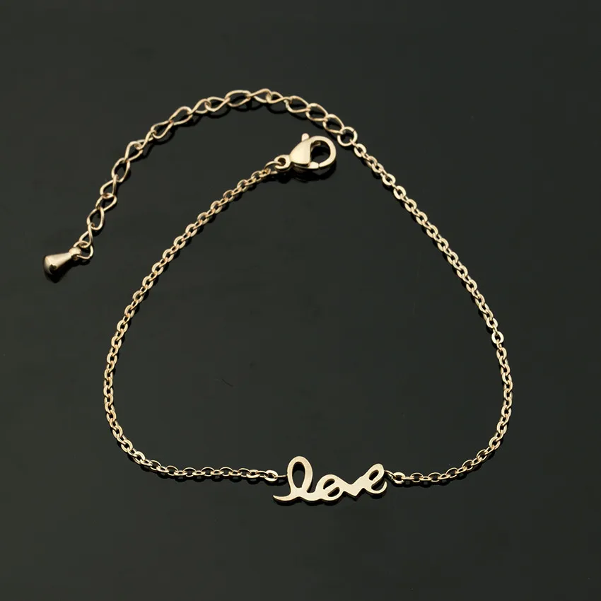V Attract 1Pcs Monogram Letter Charm Bracelet Gold Link Chain Stackable Stainless Steel Jewellery Pulseras Vintage|Браслеты-манжеты| |