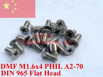 

stainless steel screws M1.6x4 DIN 965 Flat Head 0# Phillips A2-70 ROHS 100 pcs