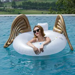 110 см гигантский Золотой Крыло ангела для плавания кольцо 2018 летом ездить на надувной бассейн плавать надувной матрац лежак воды вечерние
