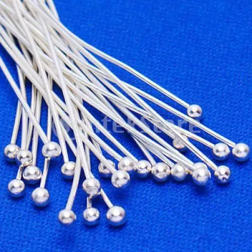 

Free Shipping 50pcs Silver Plated Ball Dot Headpins - 2inch