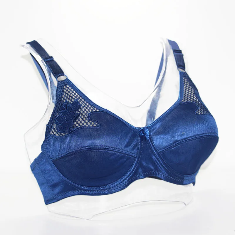 Сексуальный цветочный кружевной бюстгальтер для женщин без подкладки вышивка бюстгальтер, сексуальное женское белье комфортный и дышащий бюстгальтер модный Бралетт BH - Цвет: Blue