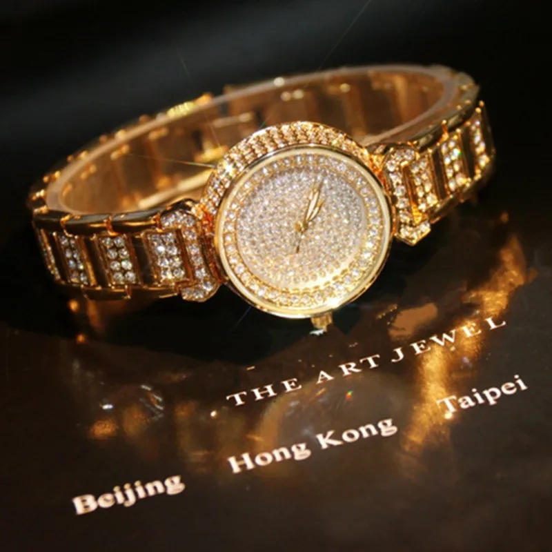 

Luxury brand ladies watch gold casual waterproof outdoor Diamond stainless steel Quartz watch women clock bayan saat reloj mujer