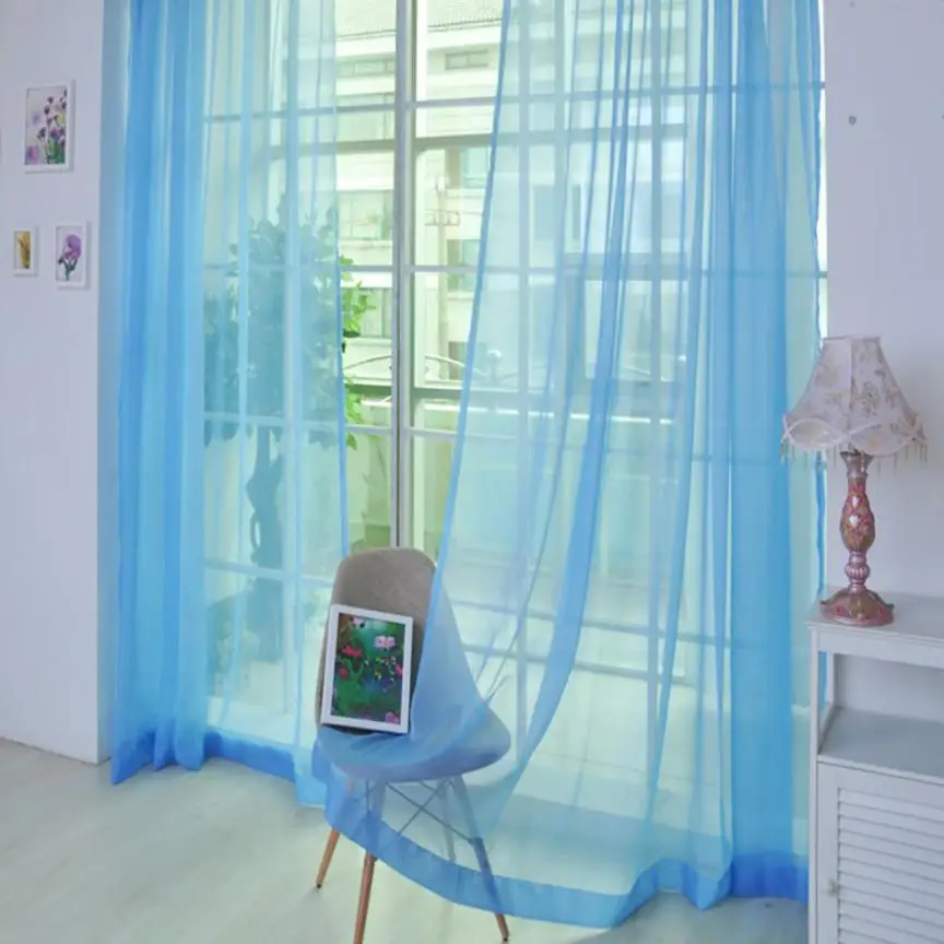 1 шт. чистый цвет тюль двери окна шторы простыня панель отвесный шарф подзоры элегантный романтический настроение шторы в пол m29