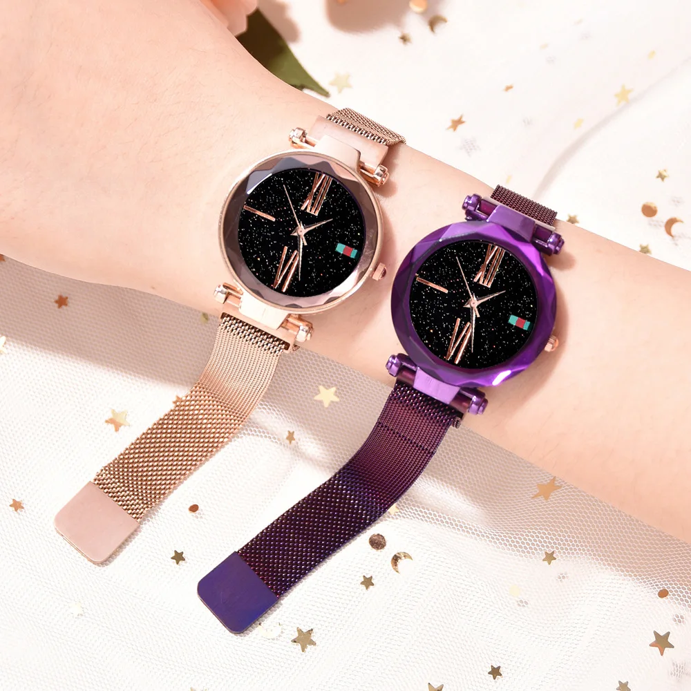 

Kobiet Zegarka 2019 New Top Luxury Brand Women Watch Fashion Quartz Watches Ladies Mesh Magnet Buckle Starry Sky Wrist Watches