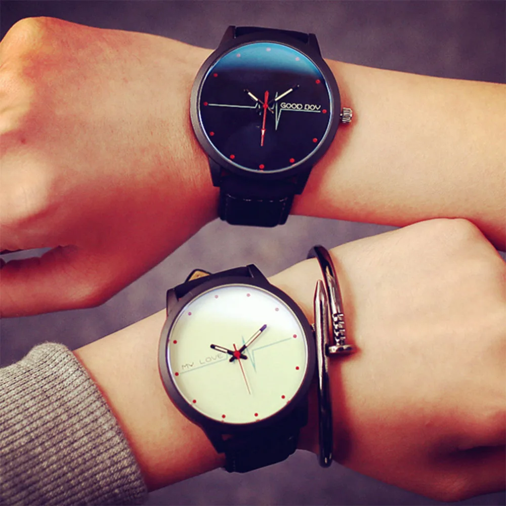 Retro style casual simple blue glass ECG tide watch student men and women couple watch quartz watch Business  birthday present
