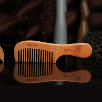 

1pc Anti-static Head Sandalwood Wooden Combs Popular Natural Health Care Hair Comb Hairbrush With Handle Massager