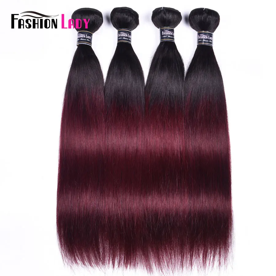 Ombre Bundles Human Hair Straight Bundles Brazilian Hair Weave 3/4 Deal Non-remy Weave