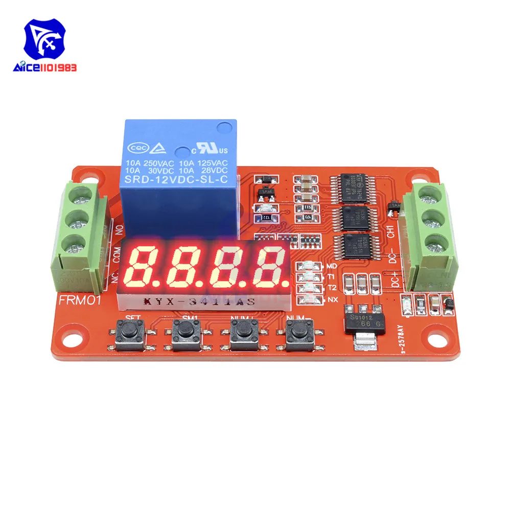 

Self-Lock Timer Relay 12V PLC Timer Cycle Delay Time Switch Module PLC Home Automation Delay Board 4Bit LED Digit Tube Display