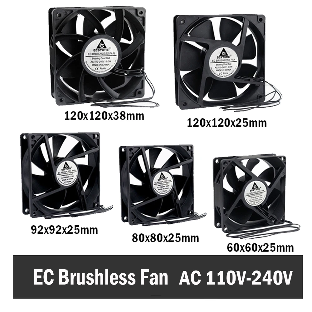 

Gdstime EC Brushless Cooling Fan AC 110V 120V 220V 240V Ball Bearing Axial Fan 60MM 80MM 90MM 120MM