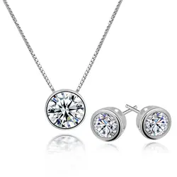 L & P новый большой продажа Наборы свадебных ювелирных изделий для Для женщин 100% 925 стерлингового серебра Цепочки и ожерелья и Серьги набор