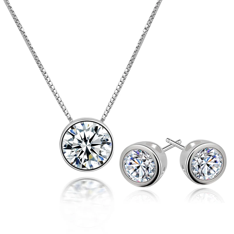 

L&P New Big Sale Wedding Jewelry Sets for Women 100% 925 Sterling Silver Necklace and Earrings Set Bijouterie Aretes