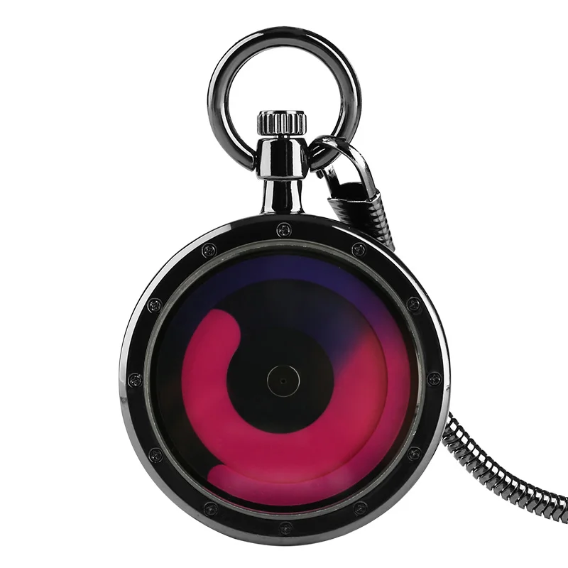 Стимпанк крутой Swirl кварц ожерелье карманные часы черный чехол с открытым лицом кулон для мужчин и женщин креативные Ретро часы подарки - Цвет: Фиолетовый