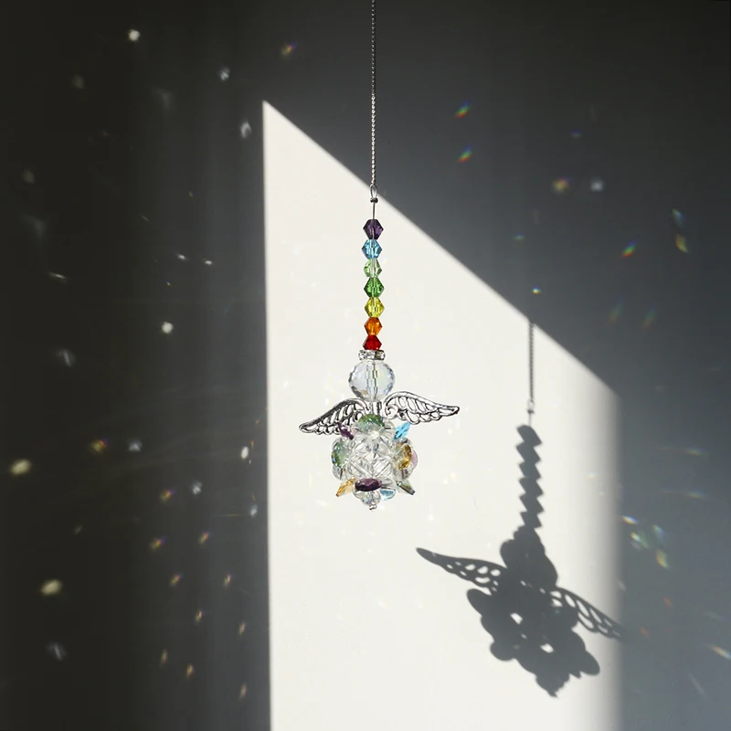 

H&D Colorful Angel Crystal Sun Catchers Chandelier Crystals Ball Prism Pendant Rainbow Maker Hanging Chakra Cascade Suncatcher