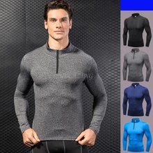 Теплое осенне-весеннее Мужское пальто с высоким воротником и длинным рукавом, спортивная одежда для бега, пробежек, тренажерного зала, тренировочный топ, рубашки, одежда для фитнеса, спортивная одежда