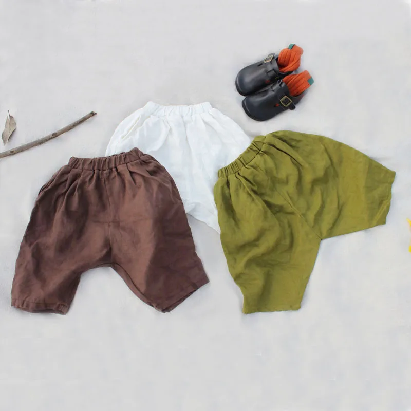 

new Spring and Summer Linen Unisex Kids Calf-length Pants Korean Style Trousers Children Clothes Baby Boys Girls Turnip Pants