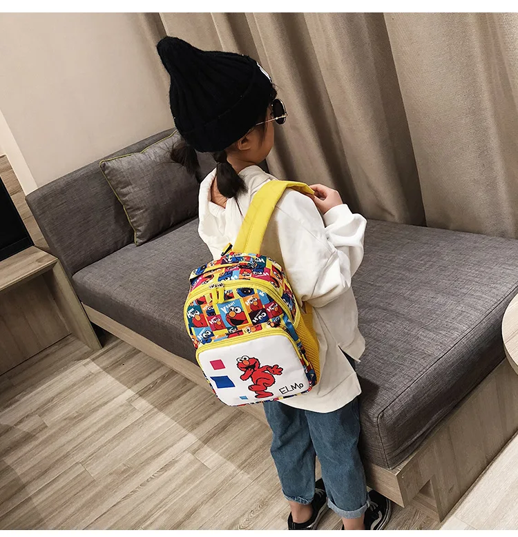 Новые модные детские школьные сумки для девочек и мальчиков, школьный рюкзак с мультипликационным принтом Elmo, Детская сумка Mochila Escolar