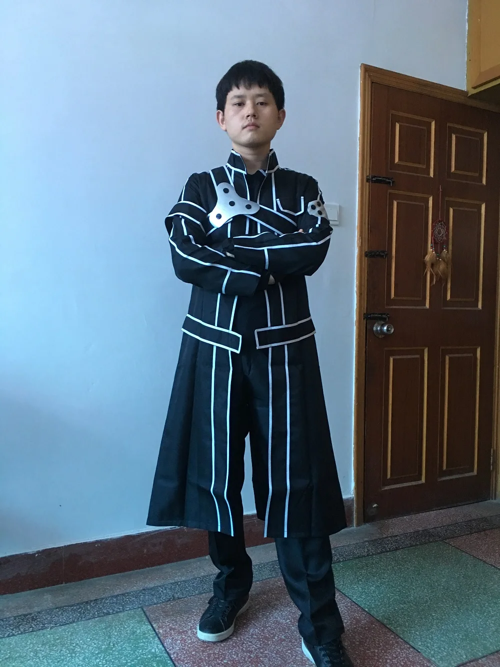Костюм для косплея искусство меча онлайн одежда Kirito эмблема и пояс