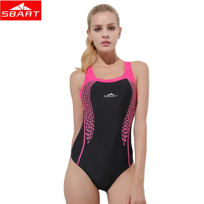 

SBART Ladies One-Piece Suits 82%Nylon+18%Spandex Removable Padding Wire Free One-Piece Swimming Suits for Women Water Sportswear