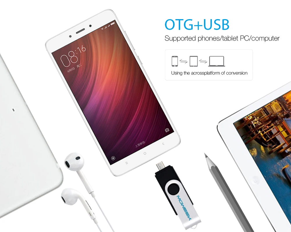 Moweek смартфон OTG usb флэш-накопитель 64 ГБ USB 2,0 флеш-накопитель 32 Гб U диск доступно шесть цветов