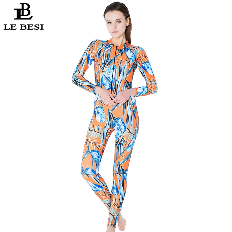 Lebesi 2018 المرأة المهنية قطعة واحدة ملابس الرياضة التزحلق السباحة bathingsuit بحر زائد حجم طويلة الأكمام