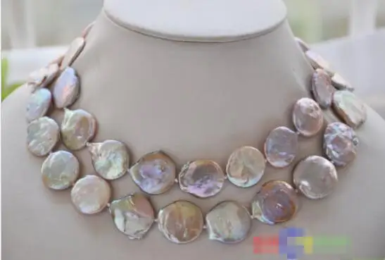 

FREE SHIPPING>>> Hot sale new Style >>>>>Huge 32" 20mm lavender coin Freshwater cultured pearl necklace