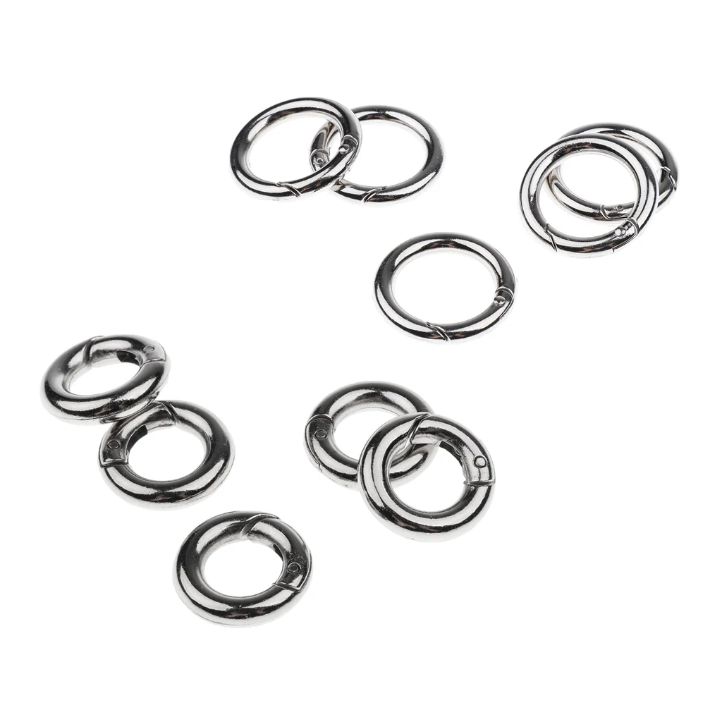 

Sturdy 10Pcs Round Snap Hook Clip Buckle Loop Spring Ring Key Chain Carabiner Camping Hiking Climbing Backpack Handbag Accessory