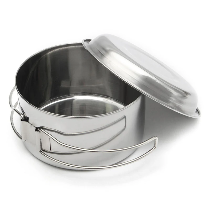8Pcs/set Portable Stainless Steel Outdoor Picnic Pot Pan Kit Camping Backpacking Cookware Set  for Hiking Camping Travel