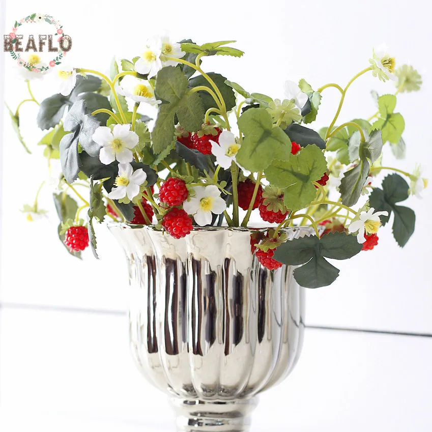 

10PC Vivid Fruit Artificial Flower Fake Acrylic Strawberry Handmade DIY Mulberry For Wedding Home Party Decorative