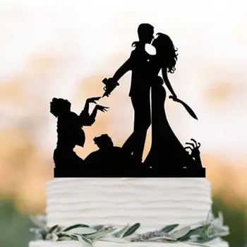 

Zombie Wedding Cake topper, Halloween couple silhouette wedding cake toppers, funny zombieland wedding cake toppers